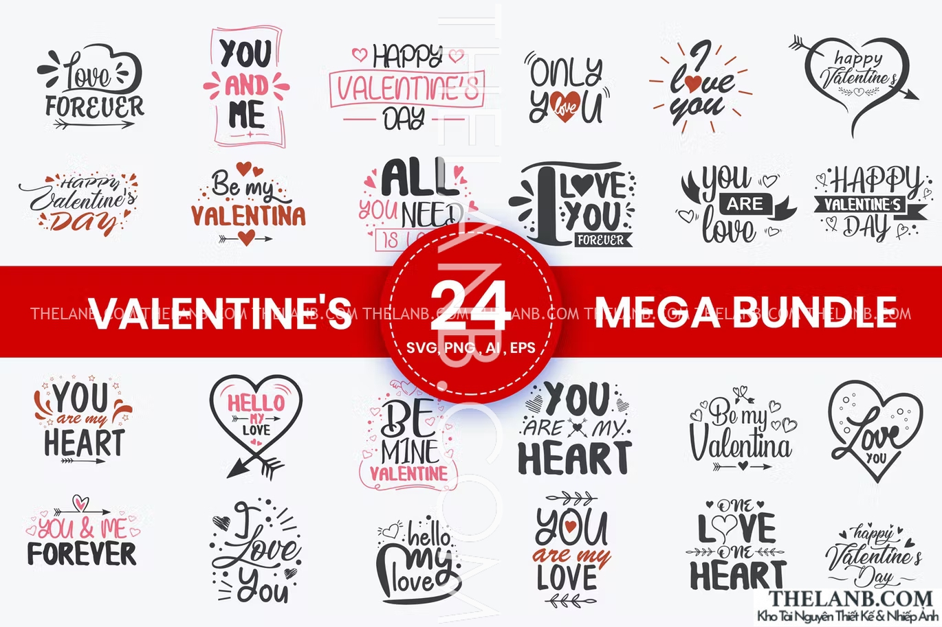 [Share Typo] 24 Typo Tiếng Anh Chủ Đề Tình Yêu - Valentine Mới Nhất (AI/PNG)