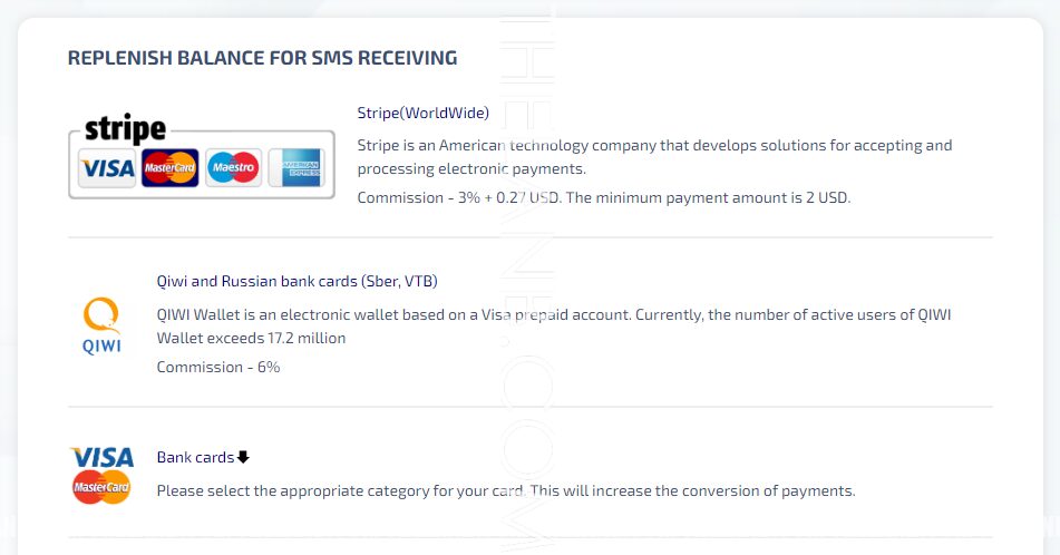 Chọn phương thức thanh toán trên sms-activate.org