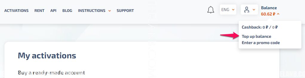 Nạp tiền vào tài khoản sms-activate.org